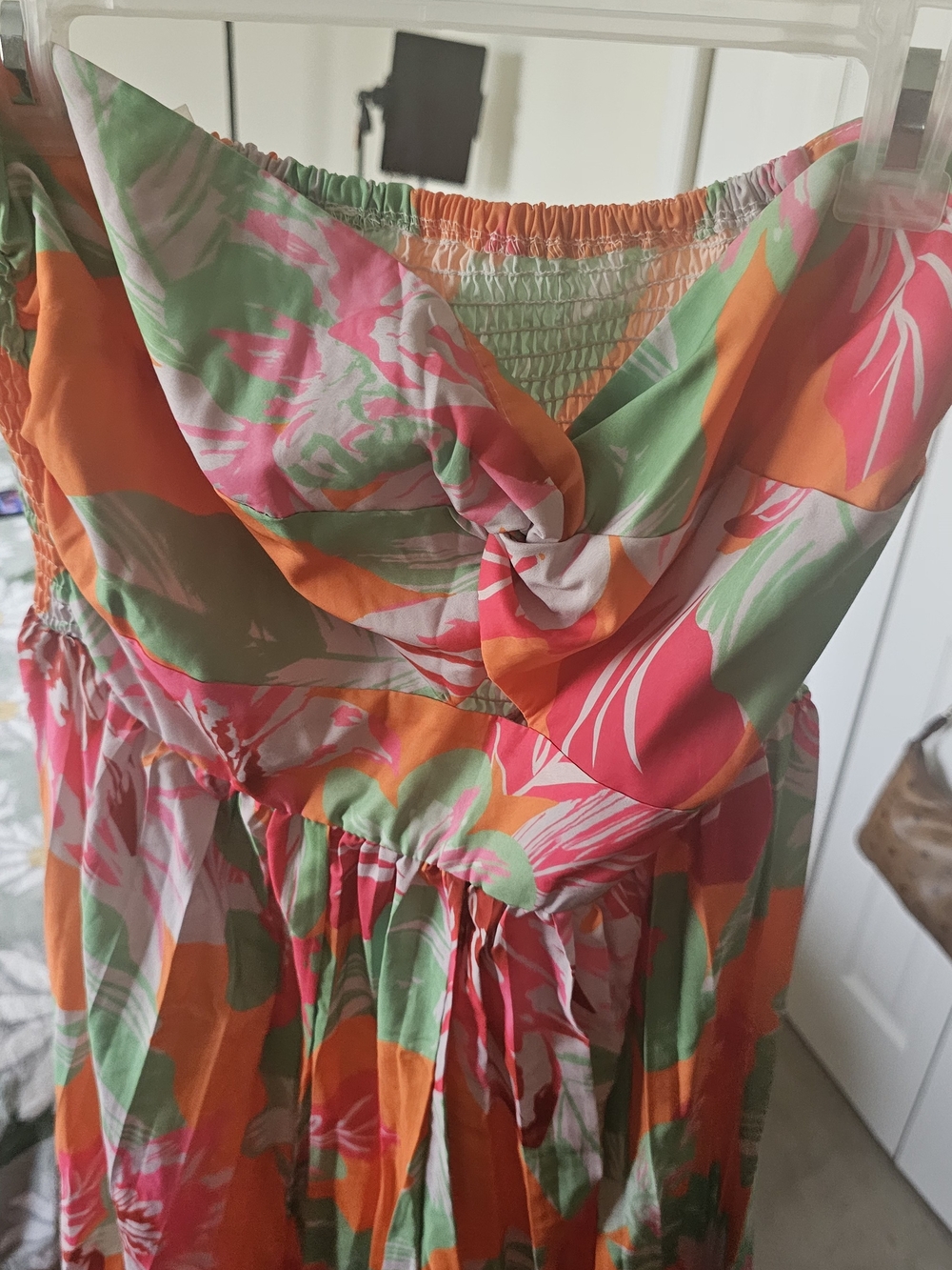 Fashion Nova Strapless Wide-Leg Jumpsuit in Pink & Orange Floral - Picture 4 of 5